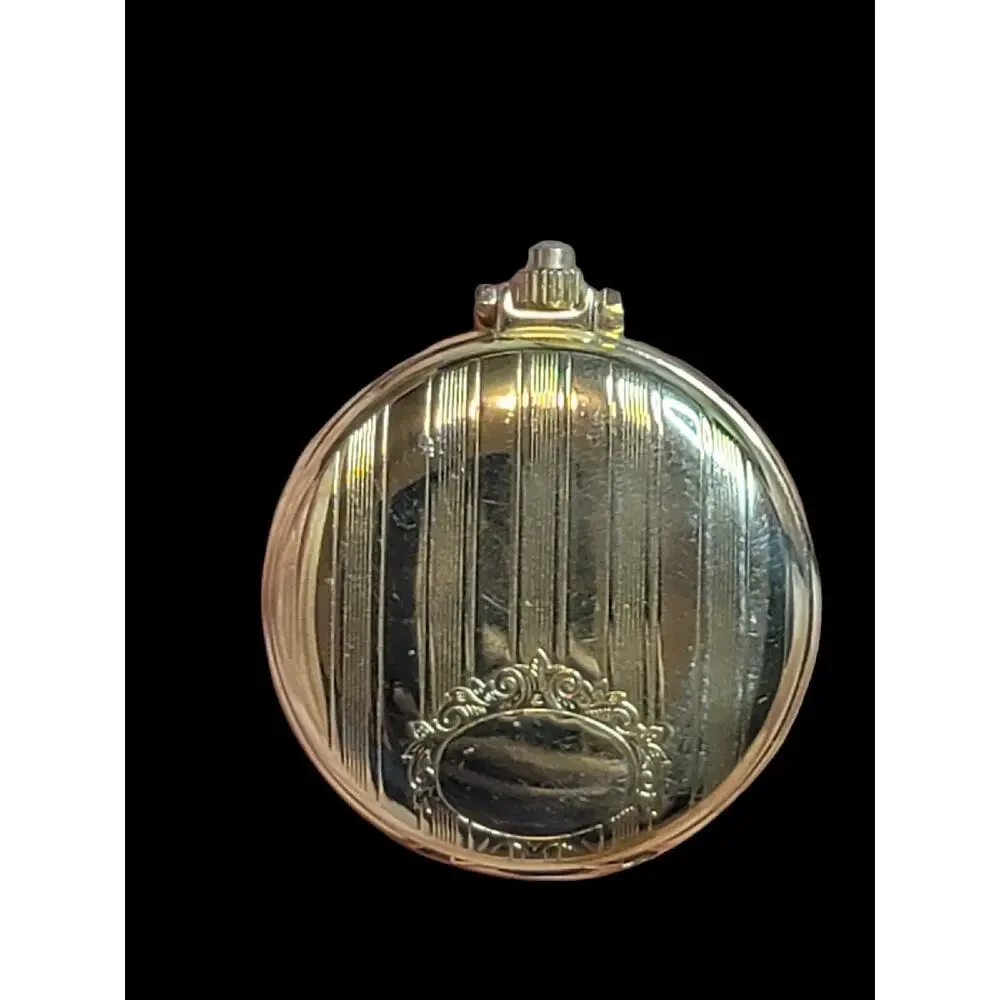 Nice 40mm Parmex Gold Tone Quartz Pocket Watch New Battery Runs Well